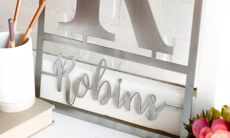 One, Two, or Three 13" or 16" Custom Metal Floating Script Square Monograms from Rusted Orange (Up to 56% Off) - Second Medium