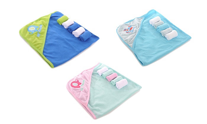 baby hooded towel and washcloth set