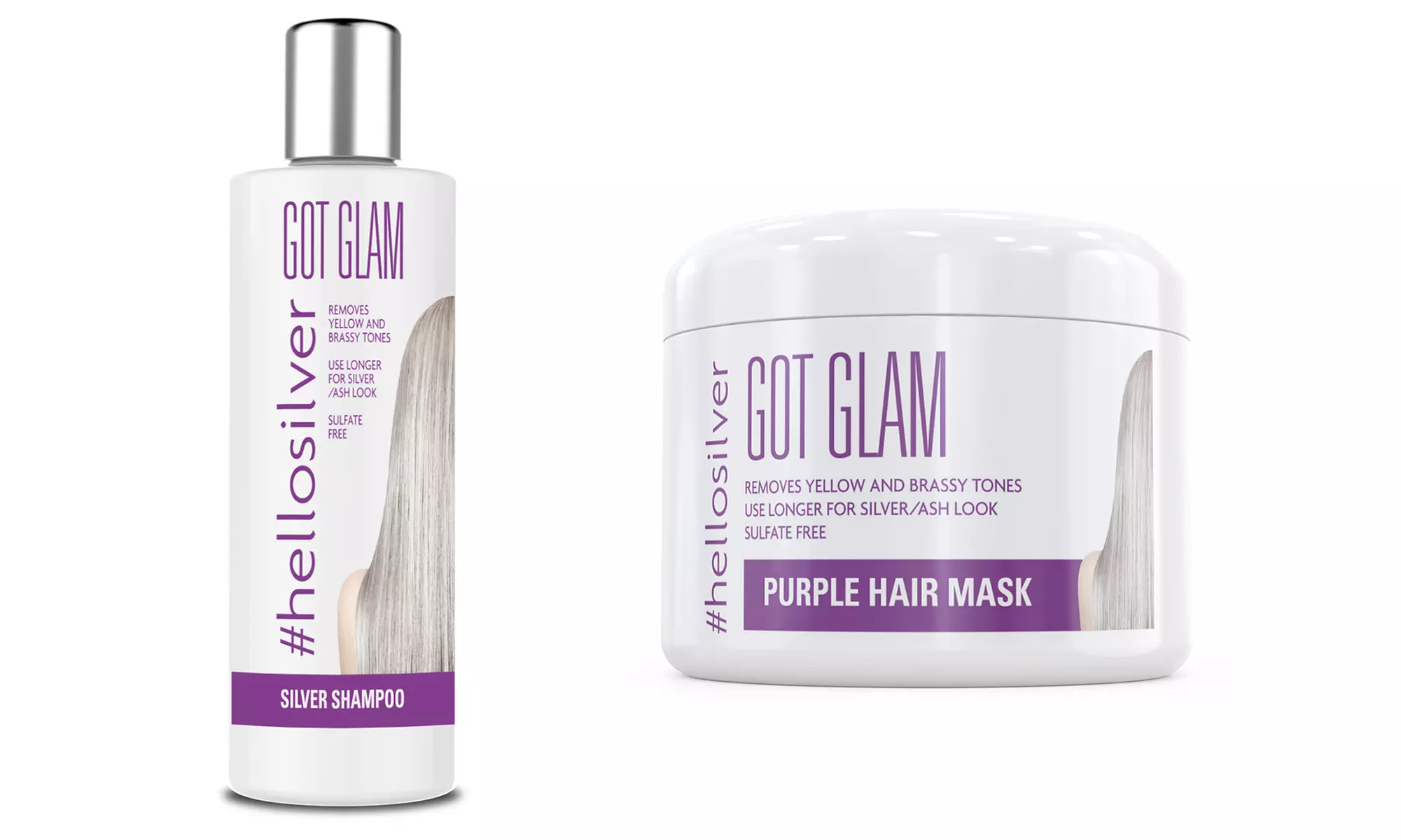 Shampoing et masque anti-jaunissement #HelloSilver de Got Glam - Primary Image