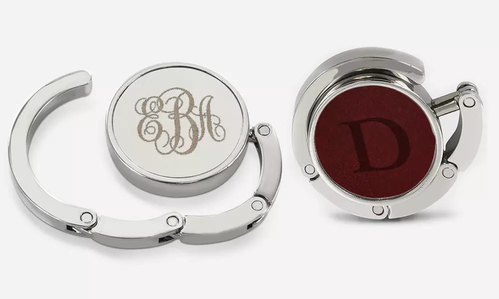 1 or 2 Custom Folding Purse Hooks with Leather Insert from Monogram Online (Up to 80% Off) - Primary Image