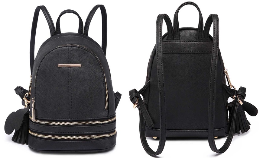 Image 8: Miss Lulu Double Zip Backpack