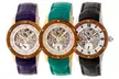 Empress Victoria Women's Automatic Skeleton Dial Wooden Bezel Leather Strap Watch - Second Medium