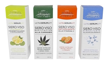 2 o 4 sieri Retinol Complex viso da 30 ml con contagocce disponibili in 4 tipologie per ogni tipo di pelle