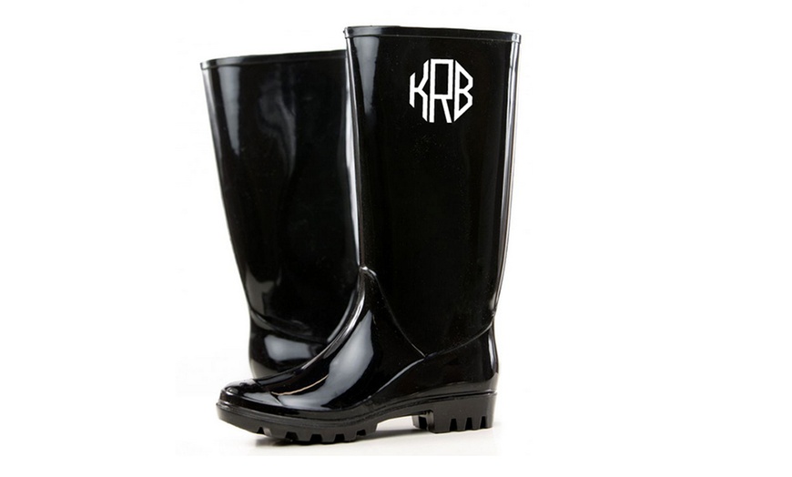 monogrammed rubber boots