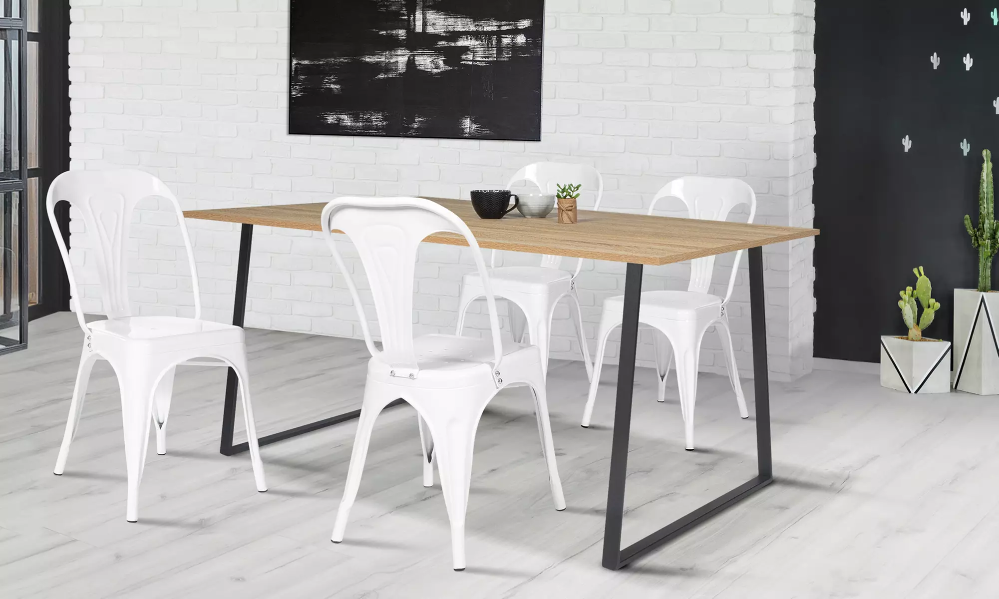 Lot de 2 ou 4 chaises métalliques de style industriel - Primary Image