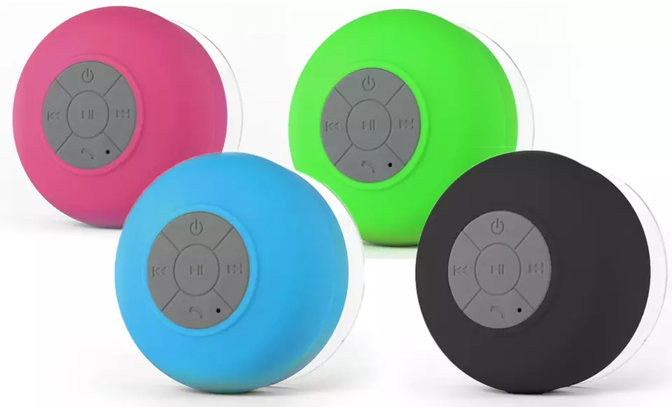 Source Force Waterproof Bluetooth Shower Speakers with Mic and Controls
 - Primary Image