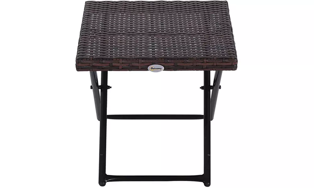 Outsunny Foldable Rattan-Effect Table