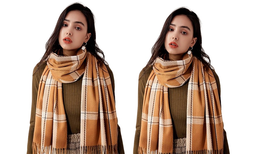 Image 9: One, Two or Three Packs of Soft Winter Checked Scarves