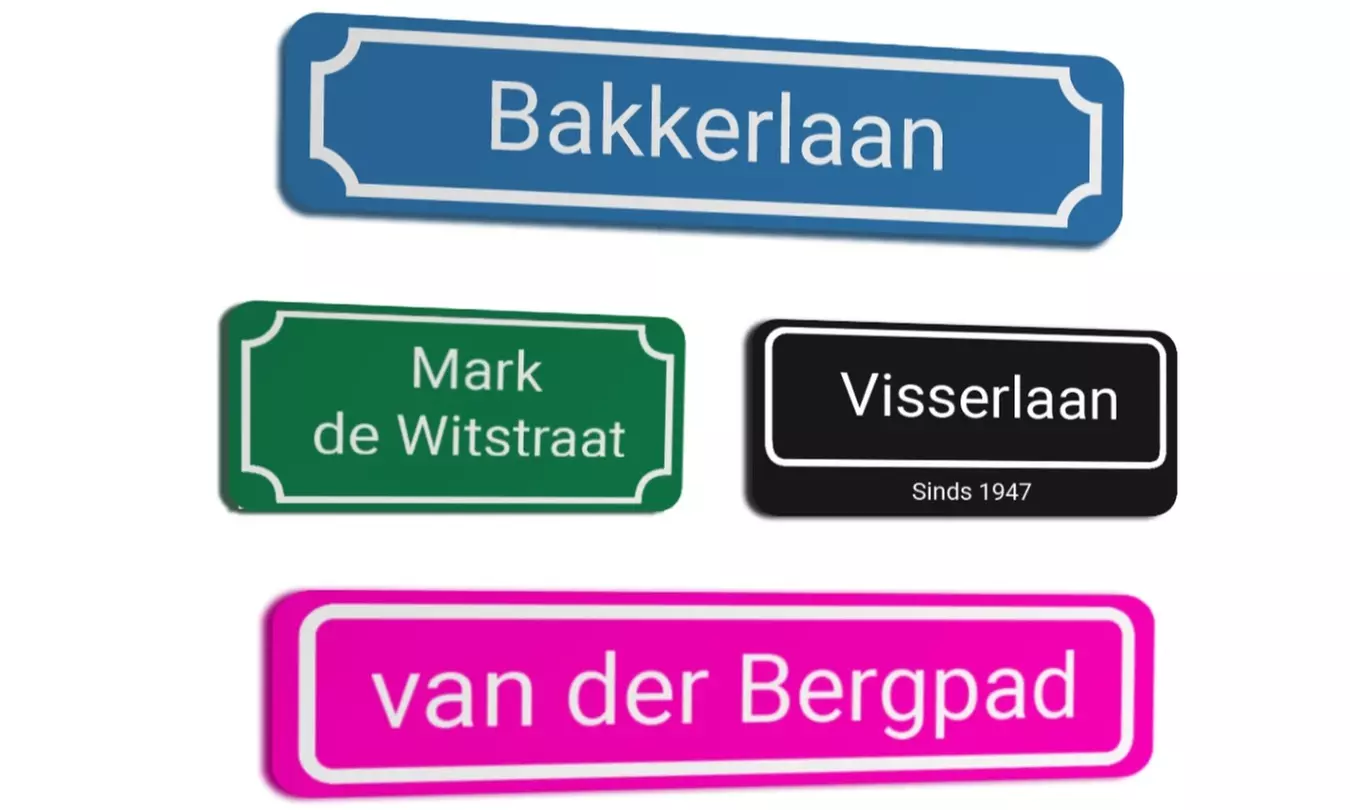 Straatnaambord met eigen tekst