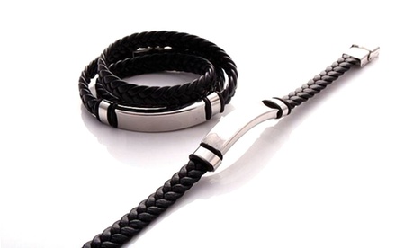 1 o 2 braccialetti unisex in pelle sintetica