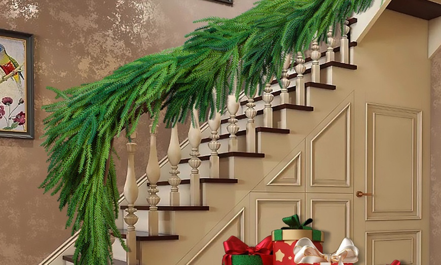 Image 8: Christmas Norfolk Pine Garland Rattan Greenery Garland