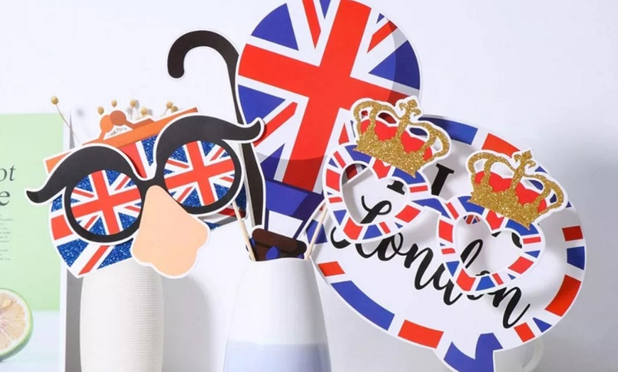 Image 2: Set of 20 British Themed Photo Props for Platinum Jubilee