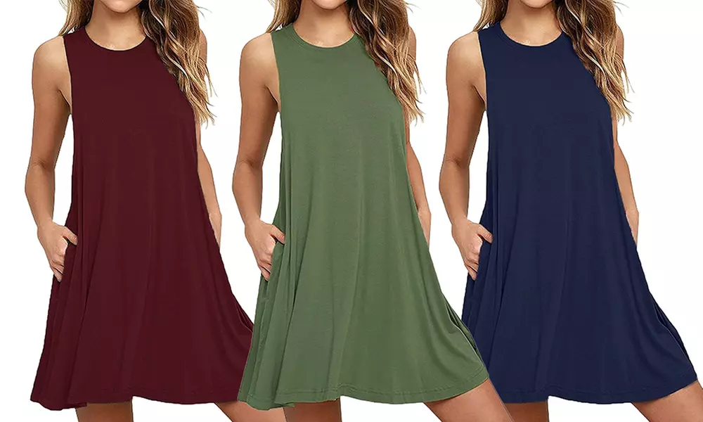 1 ou 2 robes sans manche décontractées avec coupe ample, plusieurs coloris et tailles au choix - Primary Image