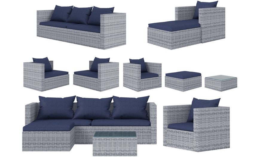 Image 7: Modular Corner Rattan-Effect Furniture Set with Optional Cover