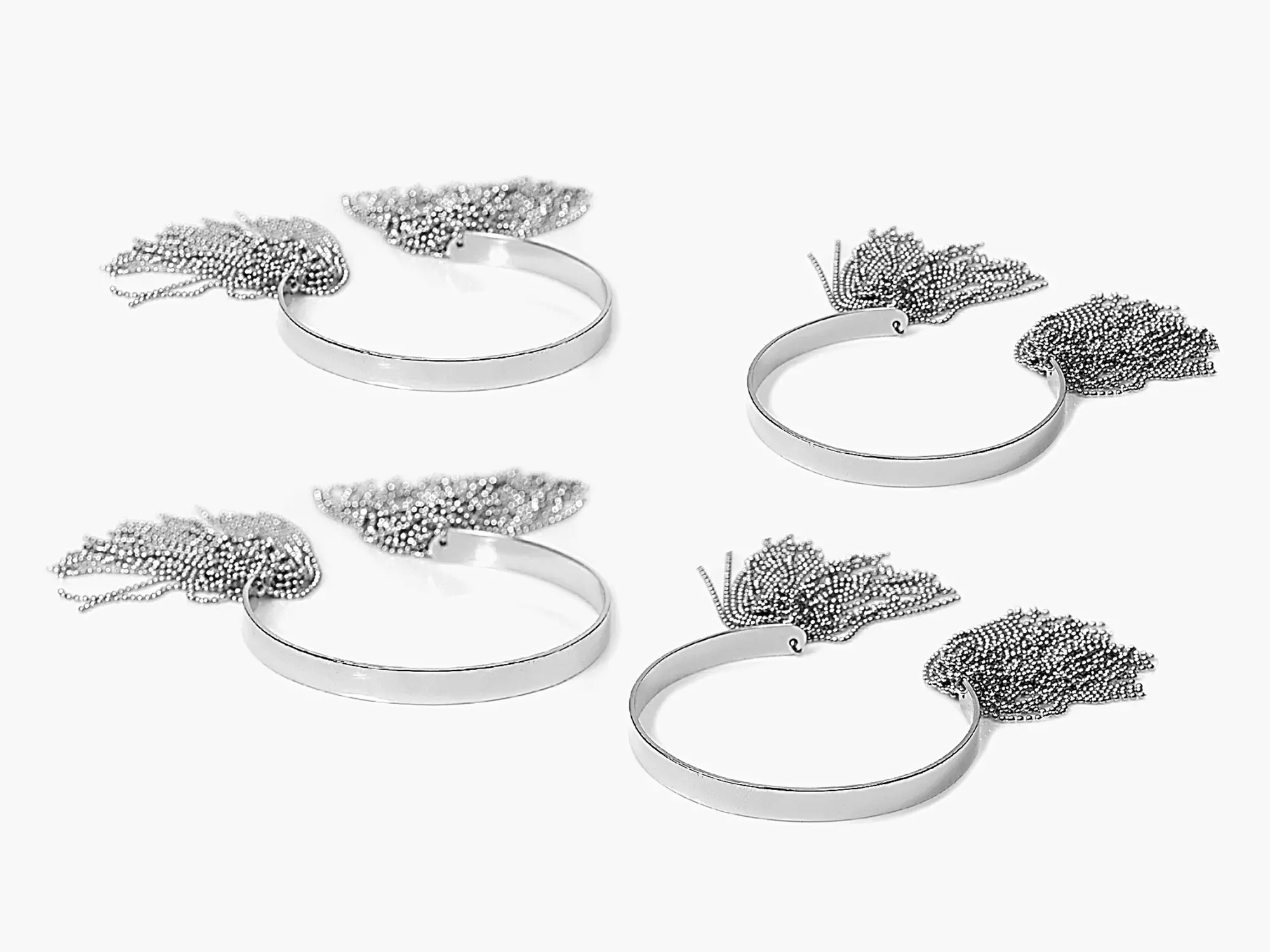 
Four Fringe Stainless Steel Bangle Bracelets at MonogramHub