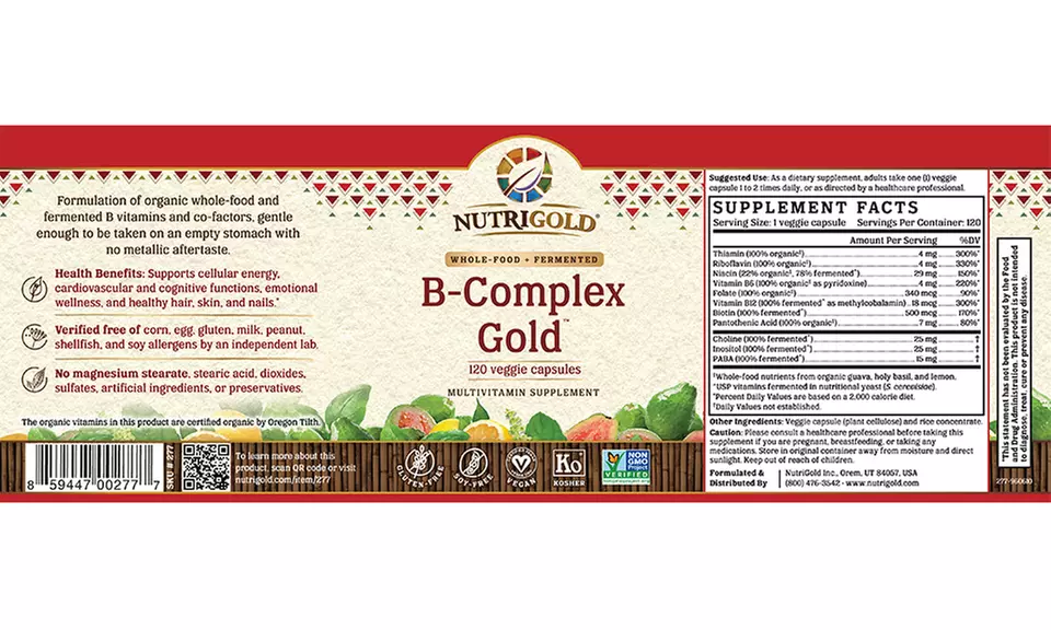 NutriGold Whole-Food Vitamin B-Complex Gold (1-, 2-, or 3-Pack) - Second Medium