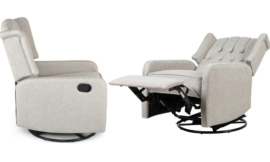 Image 5: Manual Swivel Fabric Recliner Chair