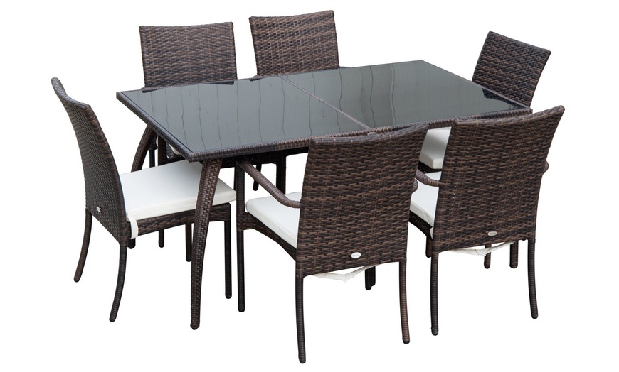 Image 4: Outsunny 7-Piece Rattan Dining Sets