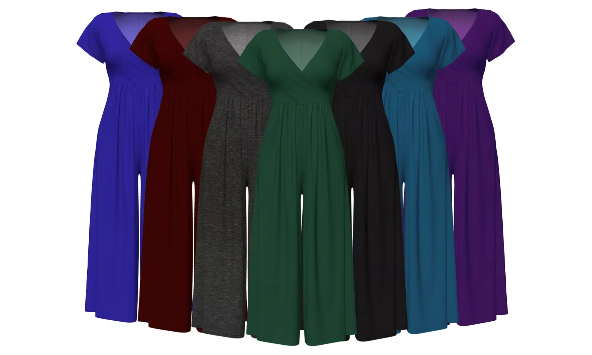 VKY&CO Women's Cropped Gaucho Pant Jumpsuit. Plus Sizes Available. - Primary Image