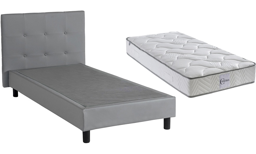 Image 18: Lit fixe Triomphe similicuir, matelas "Cosmos" en option