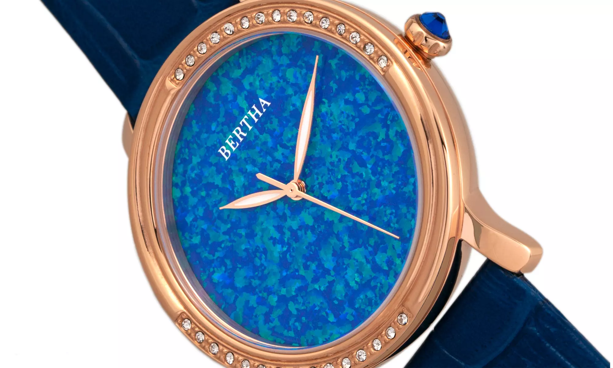 Montre en cuir véritable Bertha avec cadran opale, coloris au choix - Second Medium