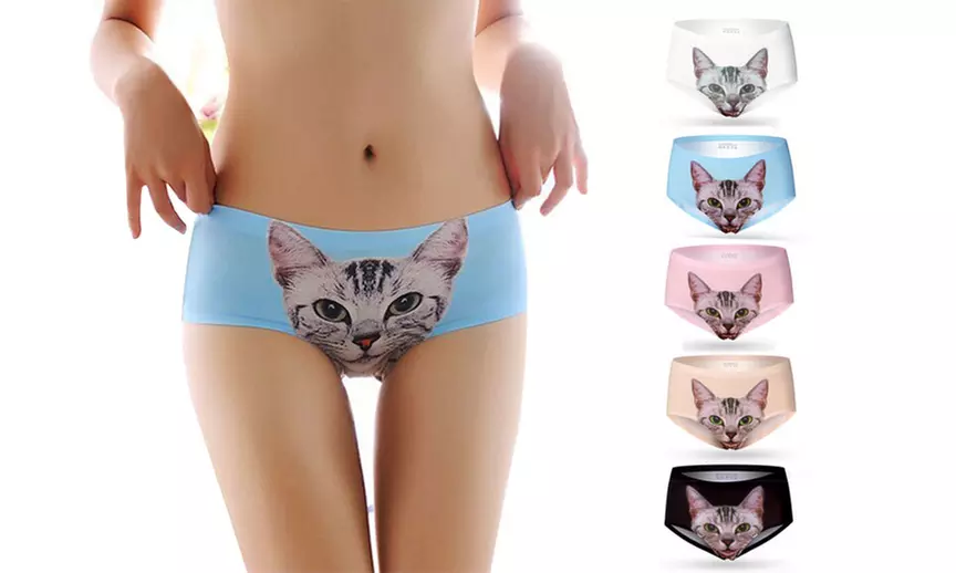 Lot de 3 ou 6 culottes imprimées chat - Primary Image