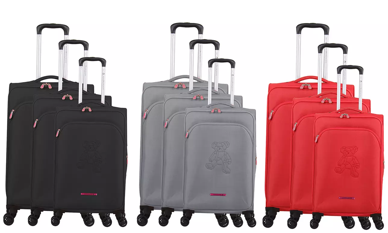 Set 3 valises Lulu Castagnette ultra léger et résistant, collection Teddy Bear - Primary Image