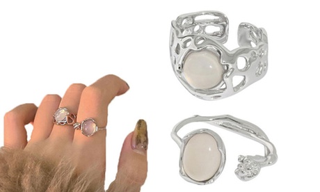 Vintage-Style Adjustable Ring, Wide Opal Ring from Groupon