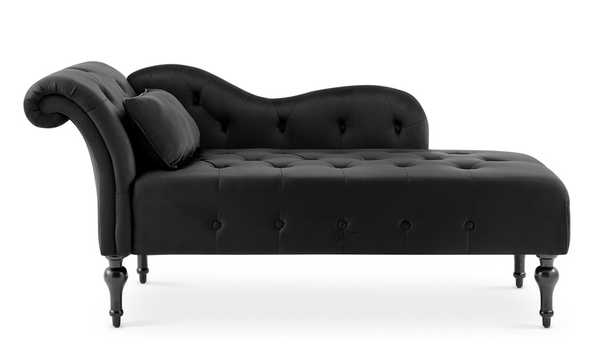 Image 4: Velvet Chaise Lounge Sofa 