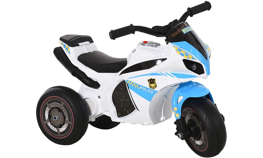 Image 10: HomCom Kids' Ride-On Three-Wheel Police Bike