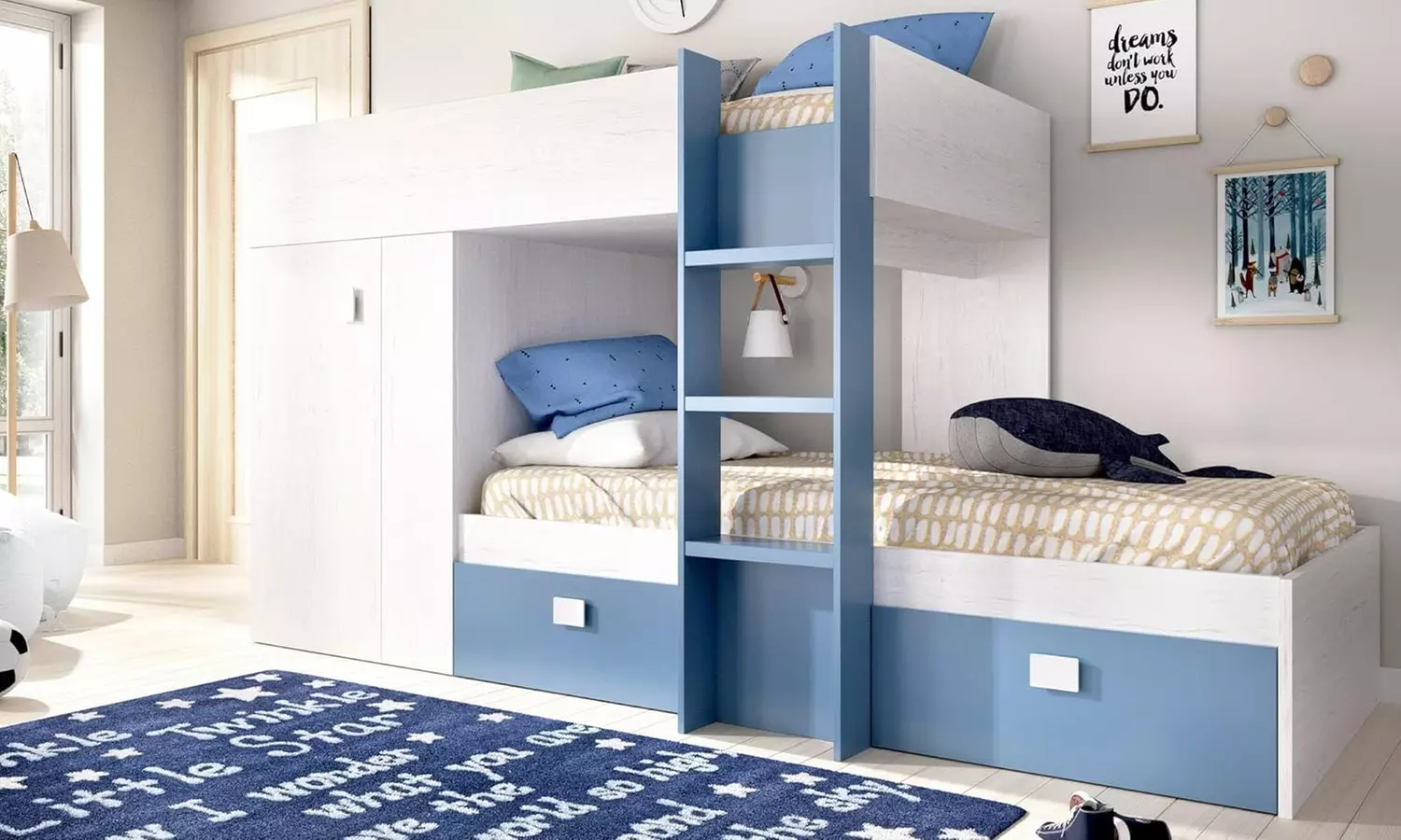 Stapelbed met twee eenpersoonsbedden