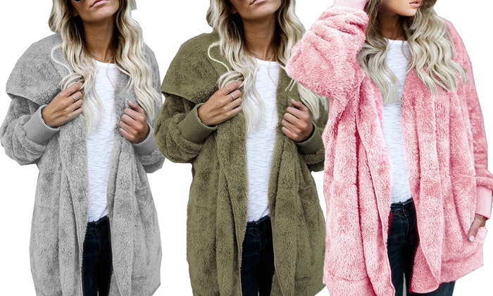 teddy hooded cardigan