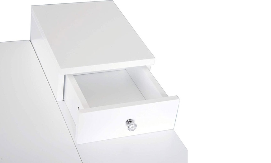 Image 2: HomCom Dressing Table with Desk Flip-up Mirror