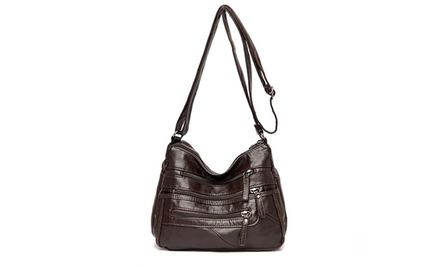 Image 7: Faux Leather Crossbody Shoulder Bag