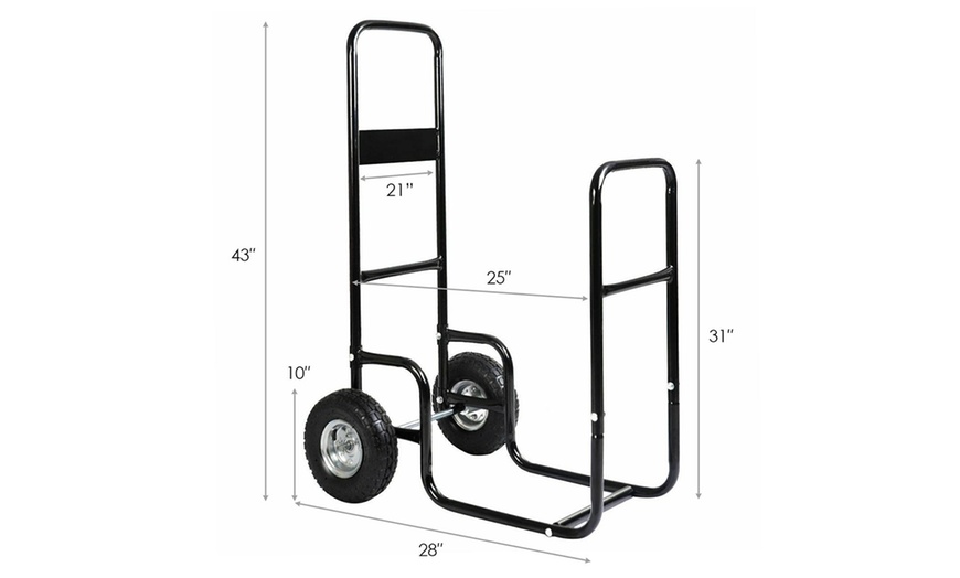 Image 3: Firewood Carrier Log Wood Mover Hauler Fire Rack Caddy Cart Dolly Rolling