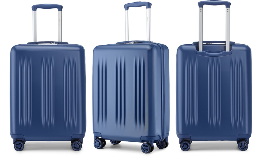 Image 18: One- or Three-Piece Sleek Striped Expandable ABS and PC Suitcases