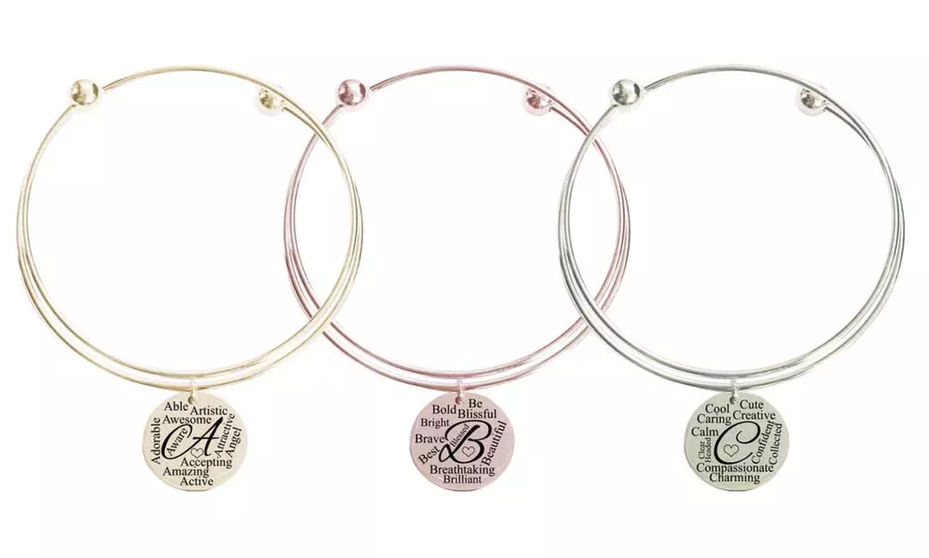 Double Layer Initial Bangle by Pink Box - Primary Image