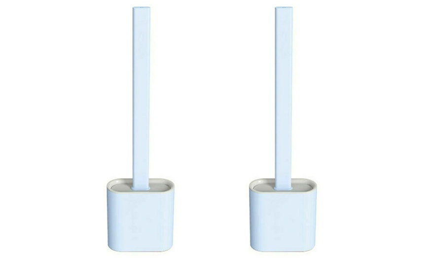 Image 9: One, Two or Four Silicone Toilet Brushes with Wall Mount and Basin