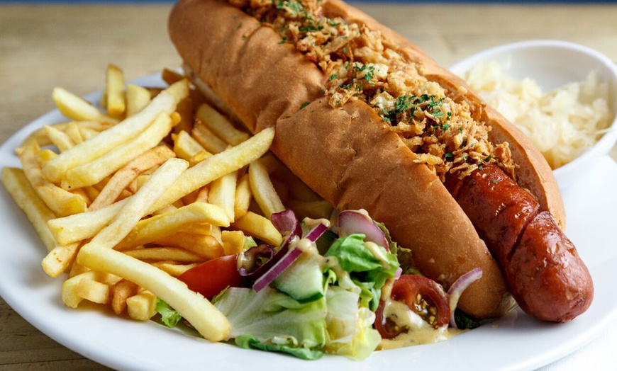 Image 1: Sausage or Sharing Platter & Beer