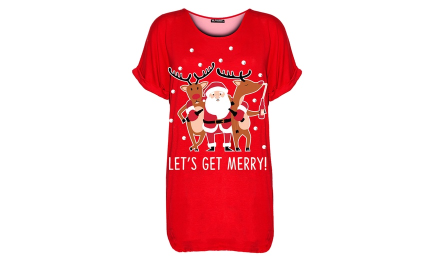 Image 3: T-shirt femme avec motif de Noël