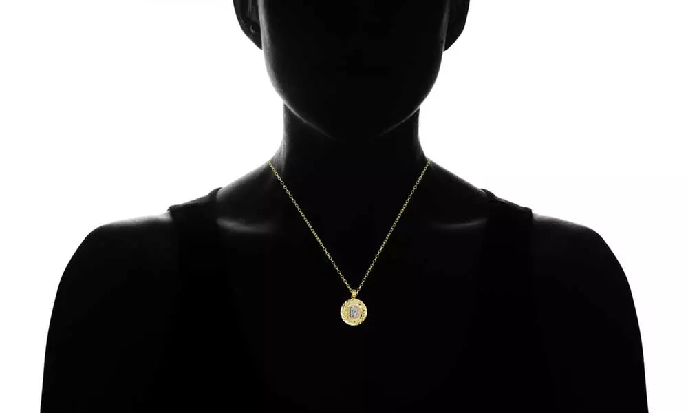 14K Yellow & White Gold Jesus Religious Amulet Charm Pendant by Decadence - Second Medium