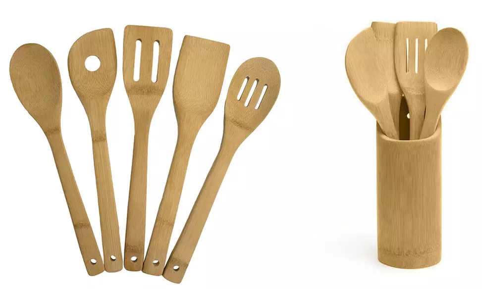 Diamond Home Bamboo Cooking Utensils with Spoons and Holders Sets - Primary Image