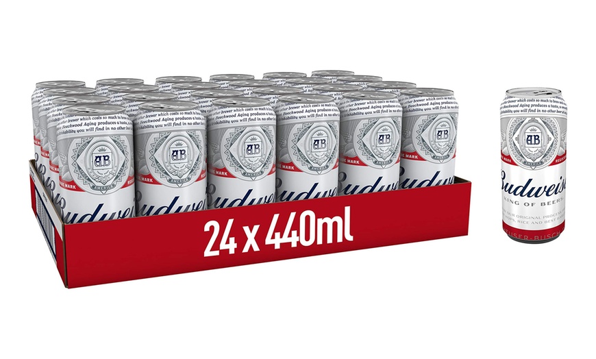 Image 1: 24 Cans of Budweiser Beer 500ml