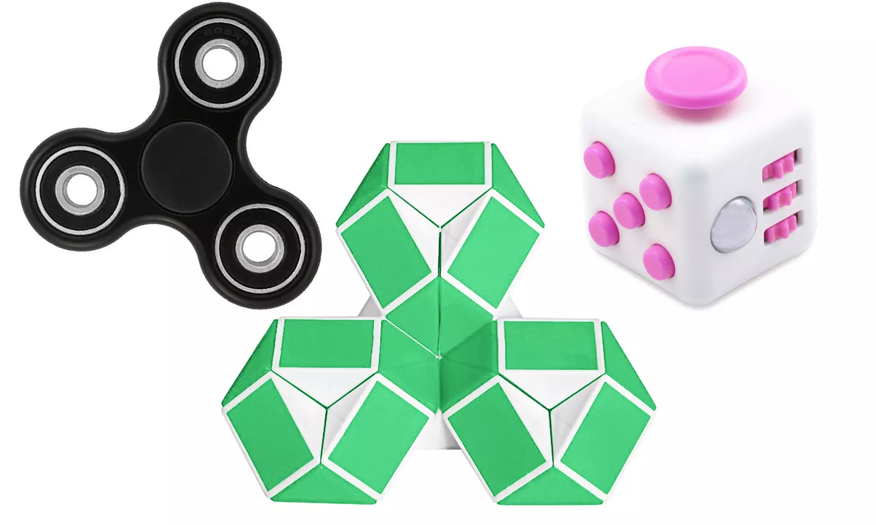 Waloo Anxiety Stress Relief Focus Fidget Toy Spinner, Cube or Snake - Primary Image