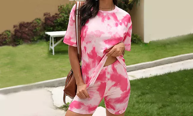 Ensemble short et t-shirt pour femme tie and dye, différentes tailles disponibles - Image 3