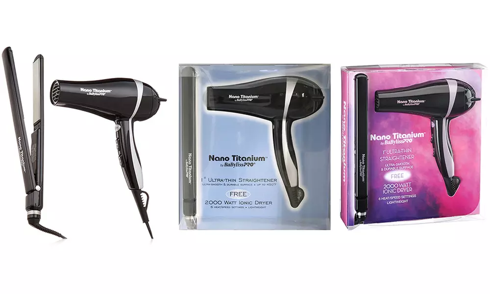 Babyliss Nano Titanium 1" Flat Iron & Blow Dryer Set - Primary Image