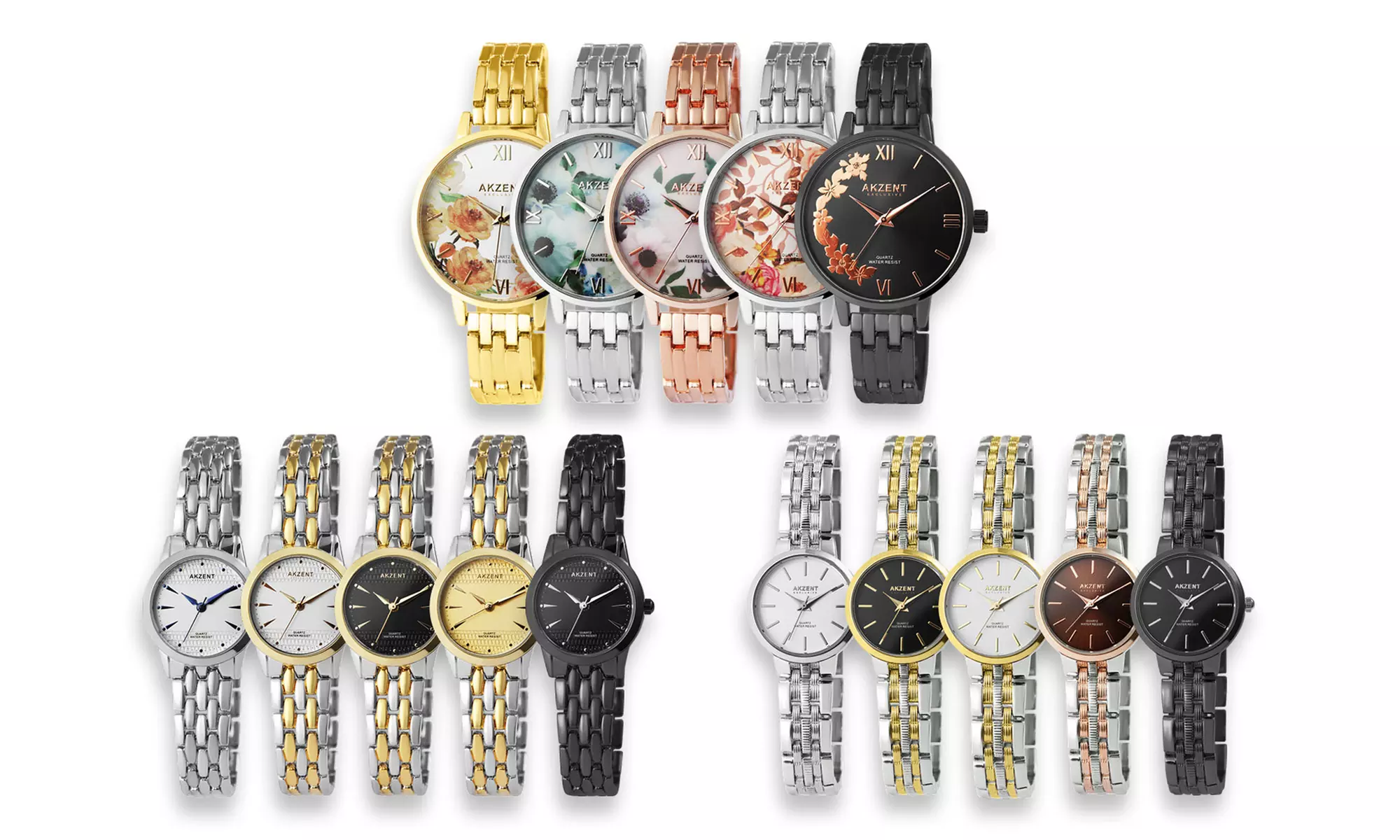 1 ou 2 montres analogiques à 3 aiguilles pour femme de la marque Akzent ; plusieurs modèles disponibles - Primary Image