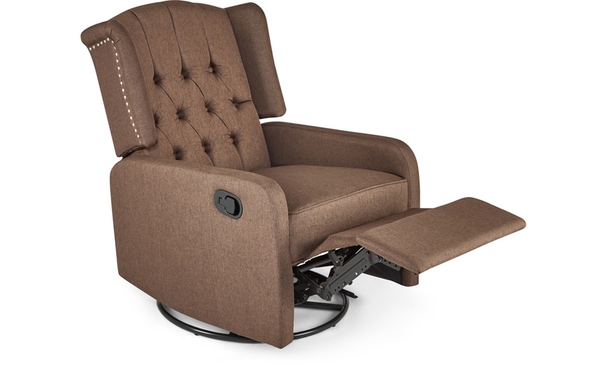 Image 7: Manual Swivel Fabric Recliner Chair