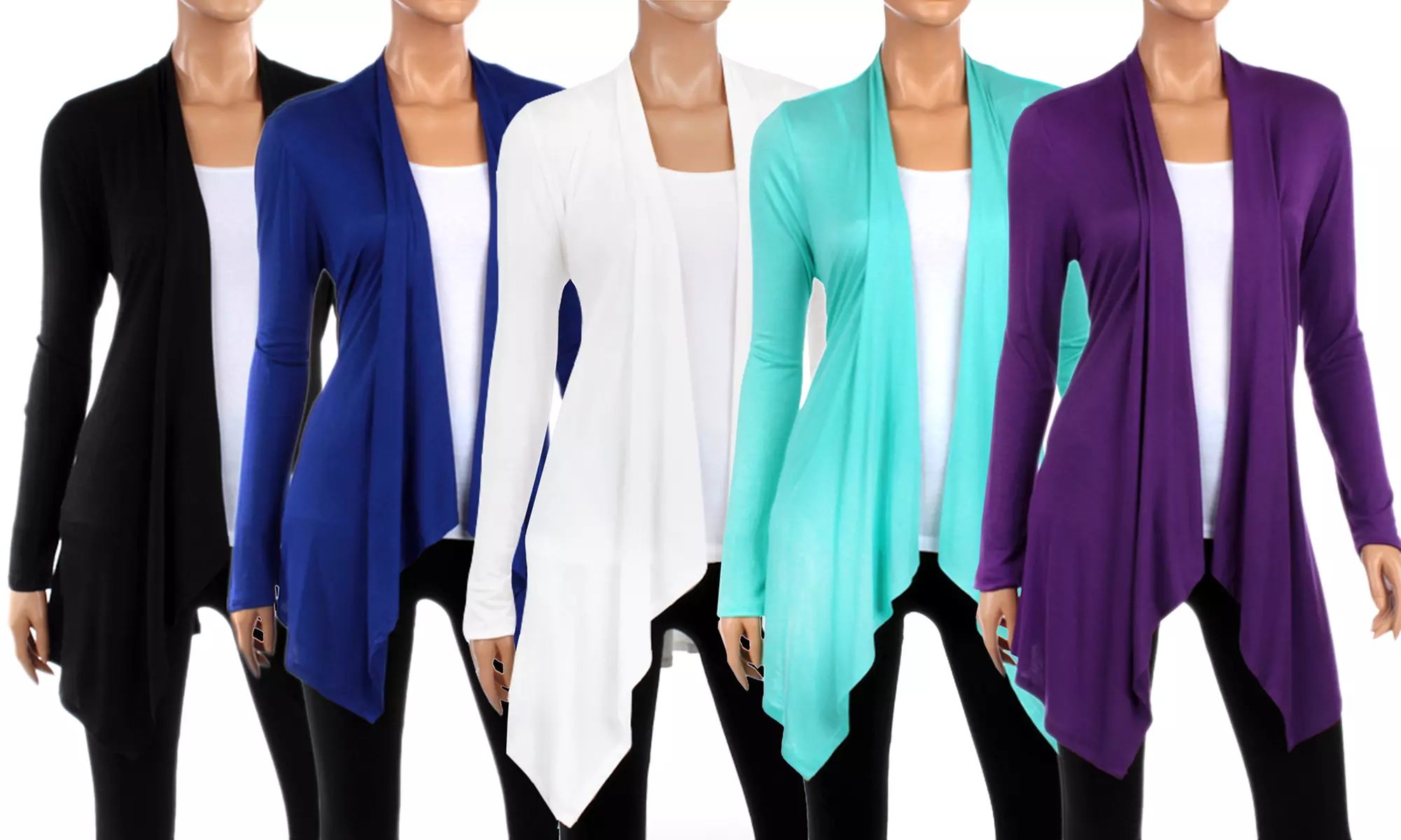 Women's Basic Draped Cardigan in Regular and Plus Sizes - Primary Image