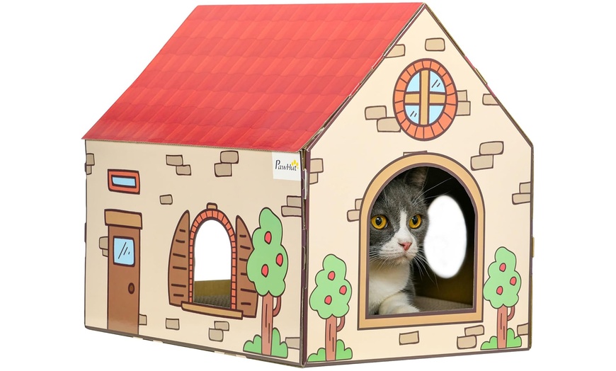 Image 2: PawHut Cat House with Scratching Board